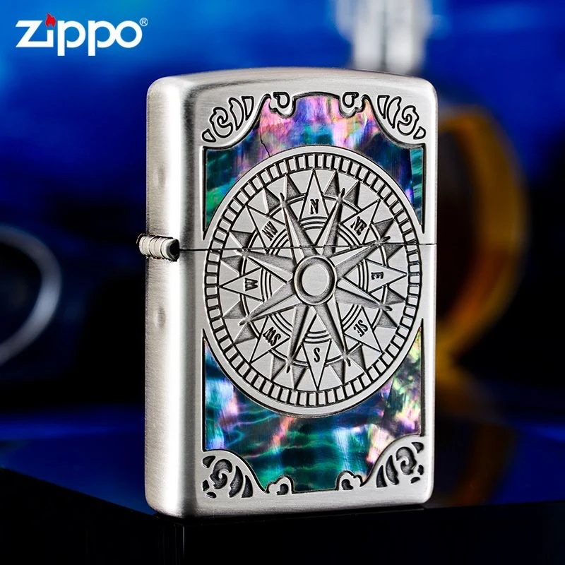 ZIPPO贝壳罗盘炫彩彩贝官方正版防风打火机男士高档礼品-DY9802CQ