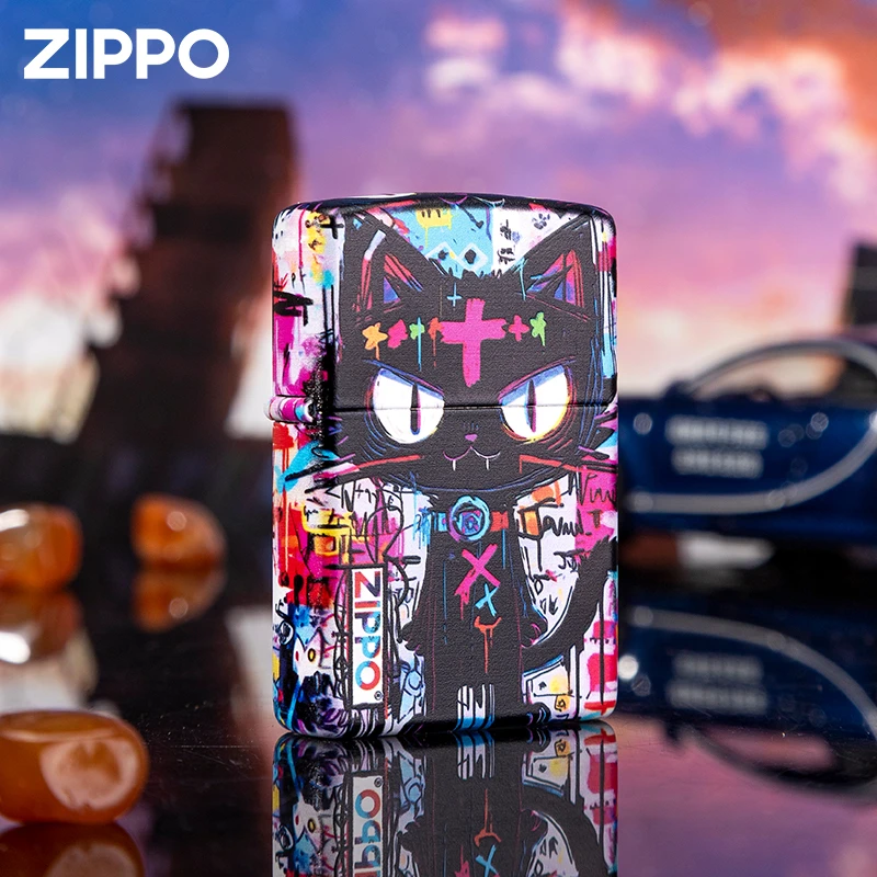 ZIPPO/之宝打火机顽皮黑猫-街头涂鸦彩印款-官方正品打火机DYX1H1