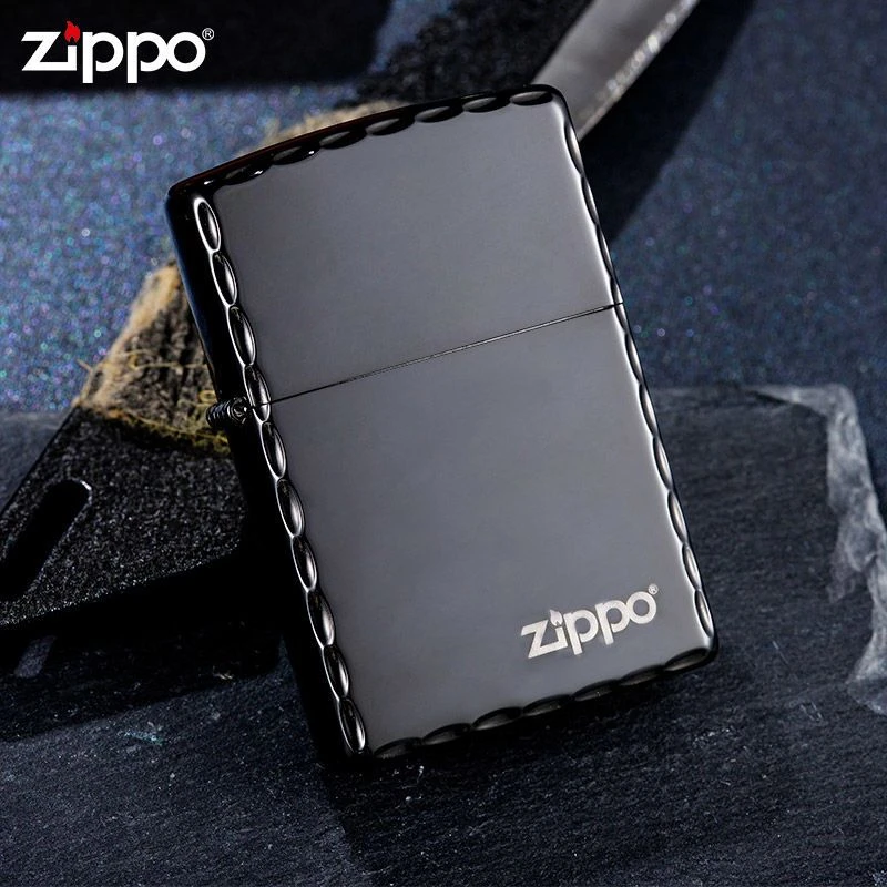 ZIPPO/之宝打火机黑冰商标侧面咬边精雕官方正品防风打火机DYX1H1