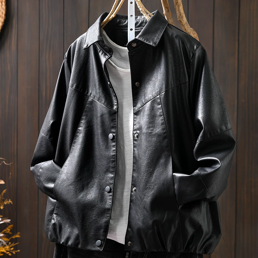 光滑柔软pu皮衣外套女修身显瘦秋季装时尚百搭翻领机车服皮夹克潮