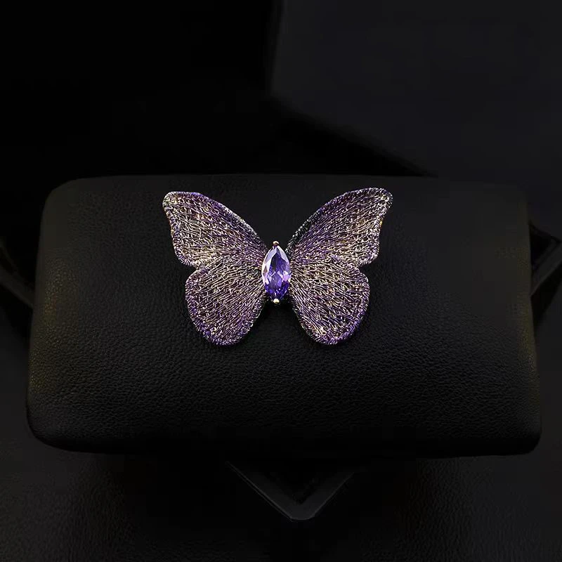 合金胸针 刺绣蝴蝶胸针高档女奢华气质汉服配饰别针胸花复古饰品