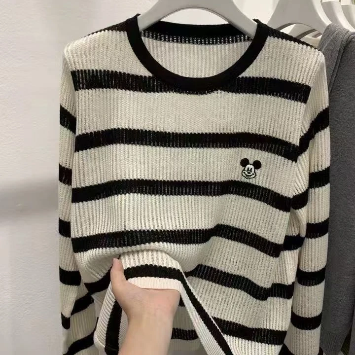 226 米奇款条纹圆领长袖（剪标款）