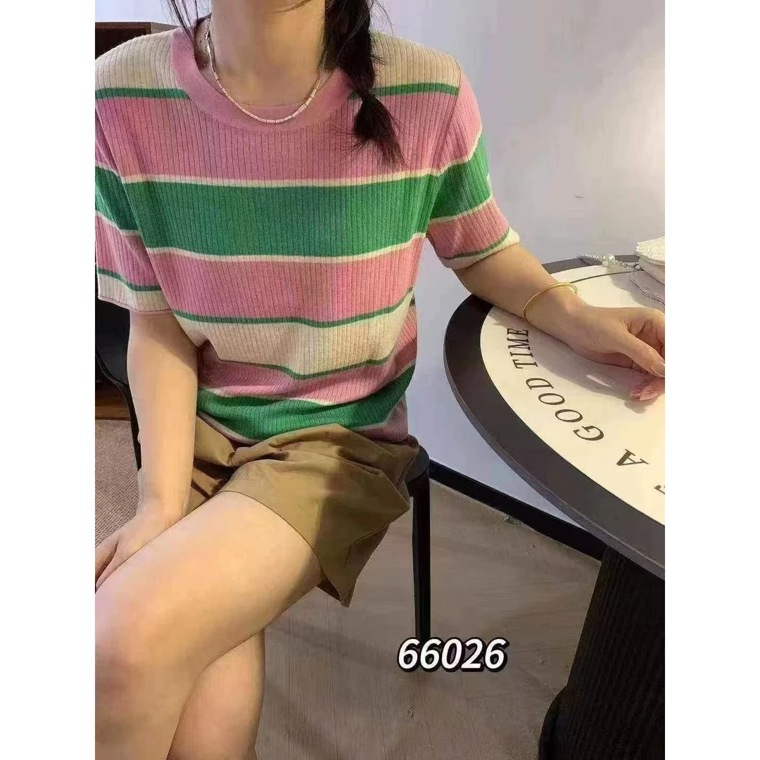 217款圆领条纹 天丝短袖(剪标款)