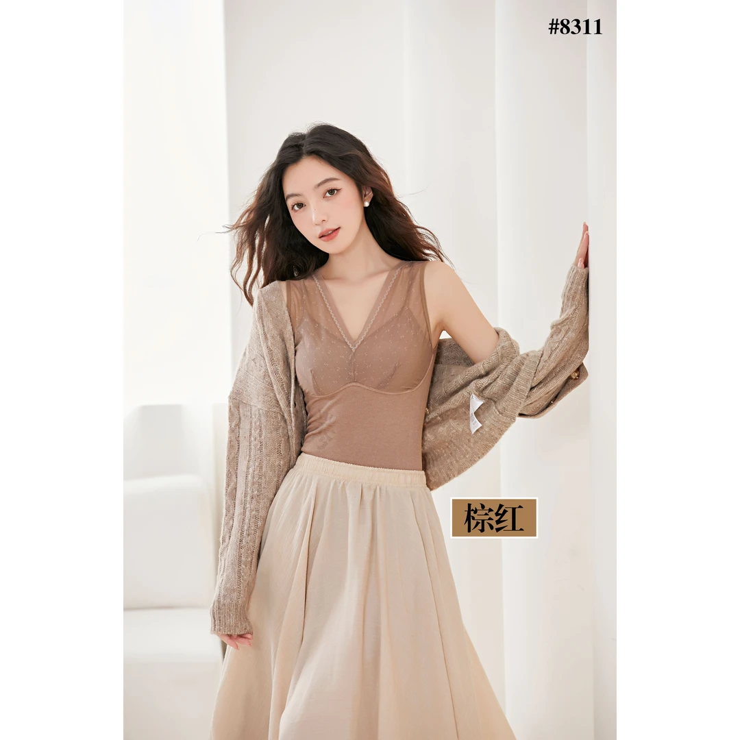 8311性感花边蕾丝保暖背心（剪标款）