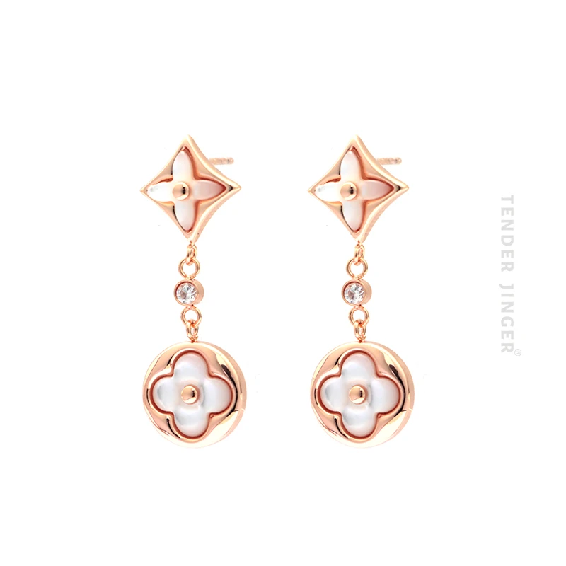 Tender Jinger 铜合金耳饰 老花耳饰长款轻奢精致经典款