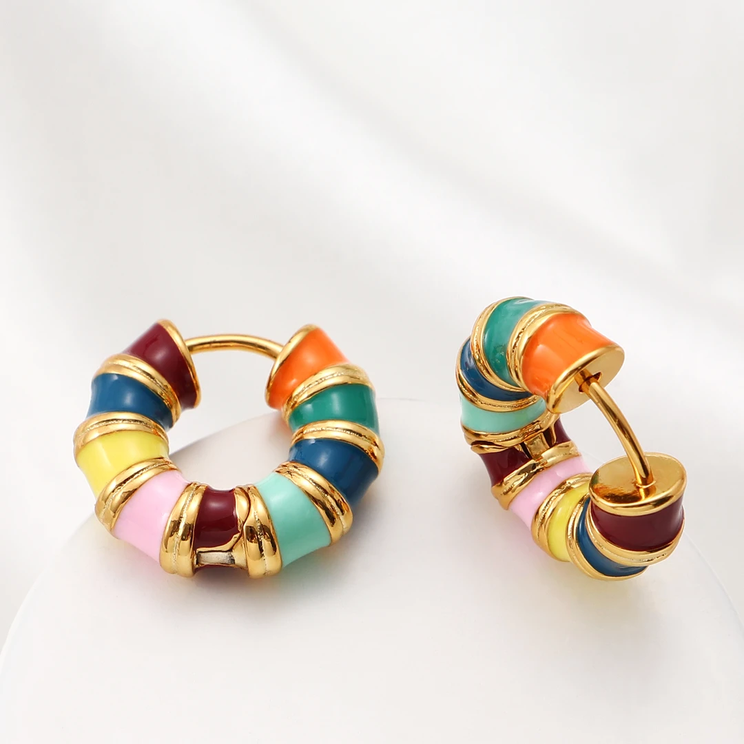 Tender Jinger 铜合金珐琅耳饰 白百何同款多巴安珐琅耳环高级