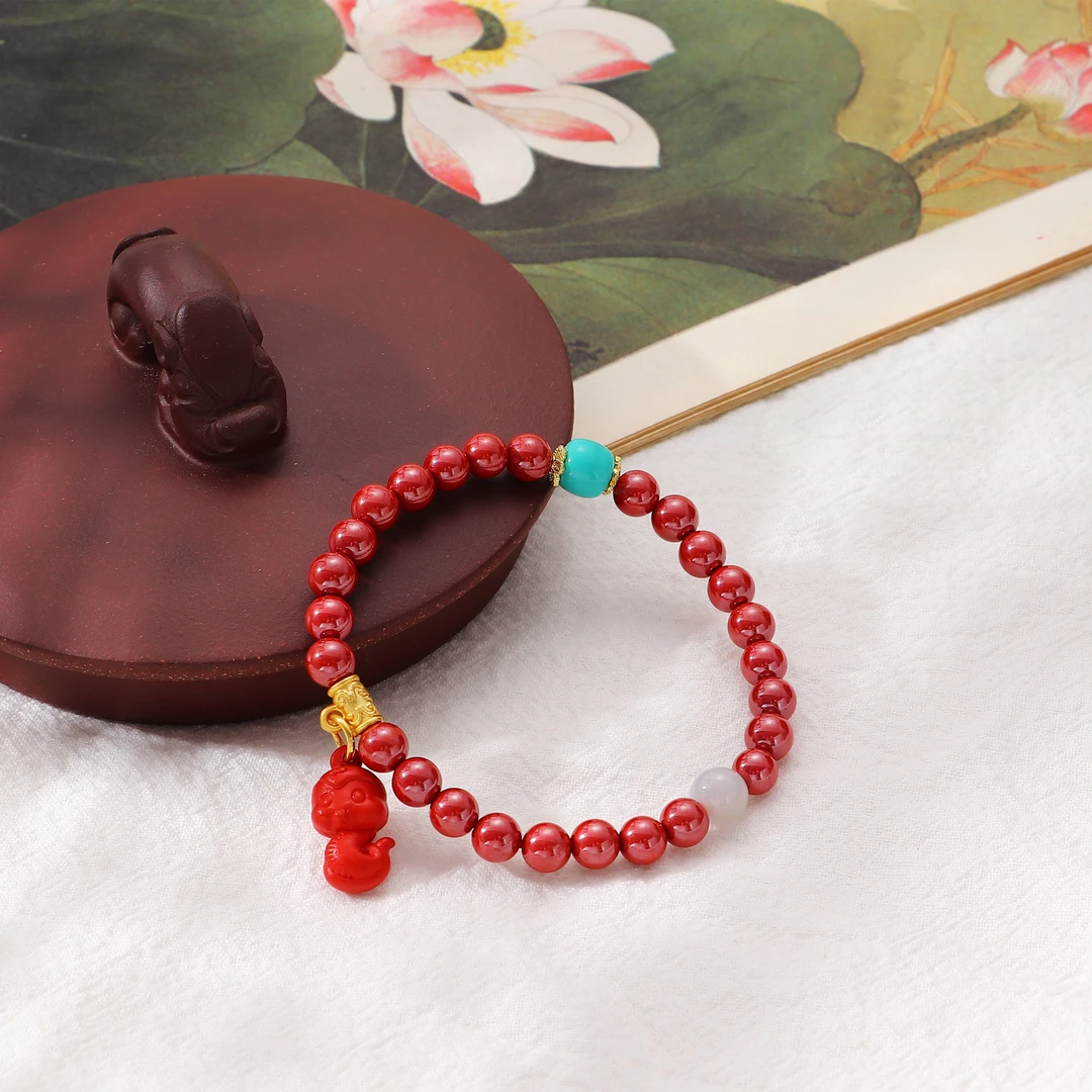 Tender Jinger 天然辰砂天然原矿朱砂手串6MM百搭