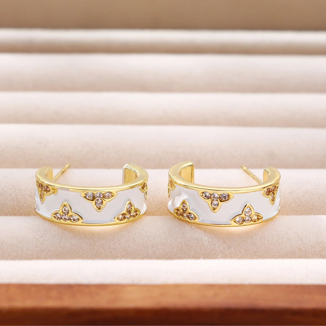 Tender Jinger 铜合金珐琅耳饰 秋冬新老花珐琅耳环轻奢时尚