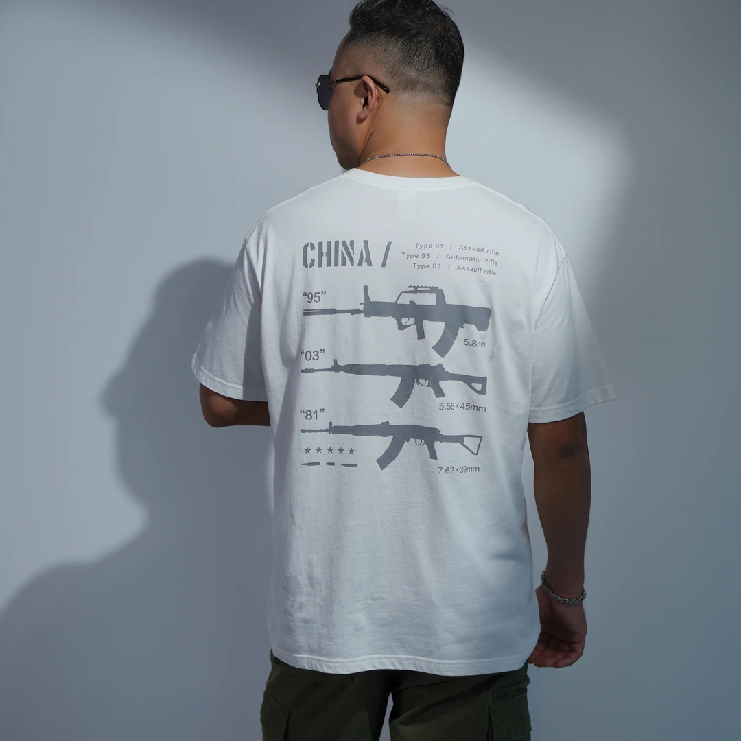 【三把枪】军潮服饰短袖户外纯棉T恤休闲夏季圆领通用透气半袖印花