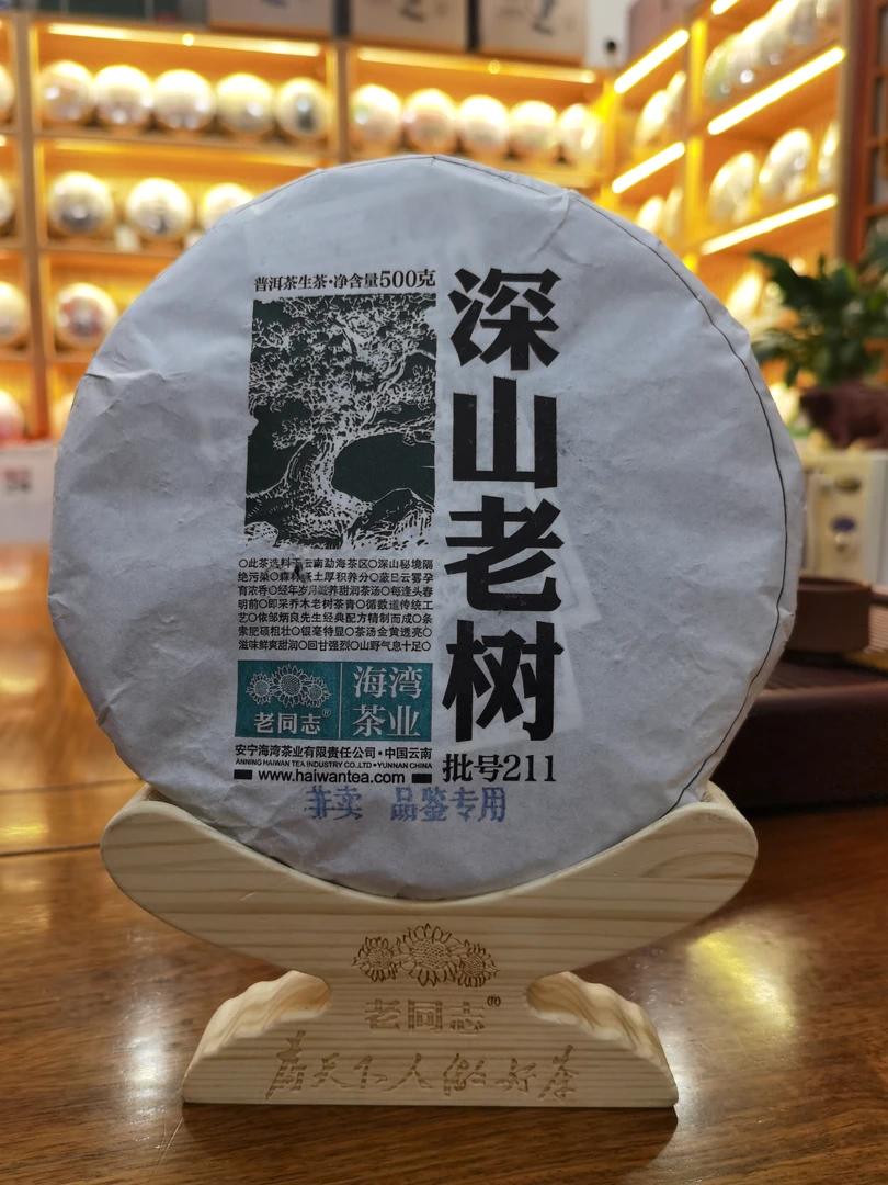 老同志  2021年 深山老树生饼 500克 海湾  云南  生茶