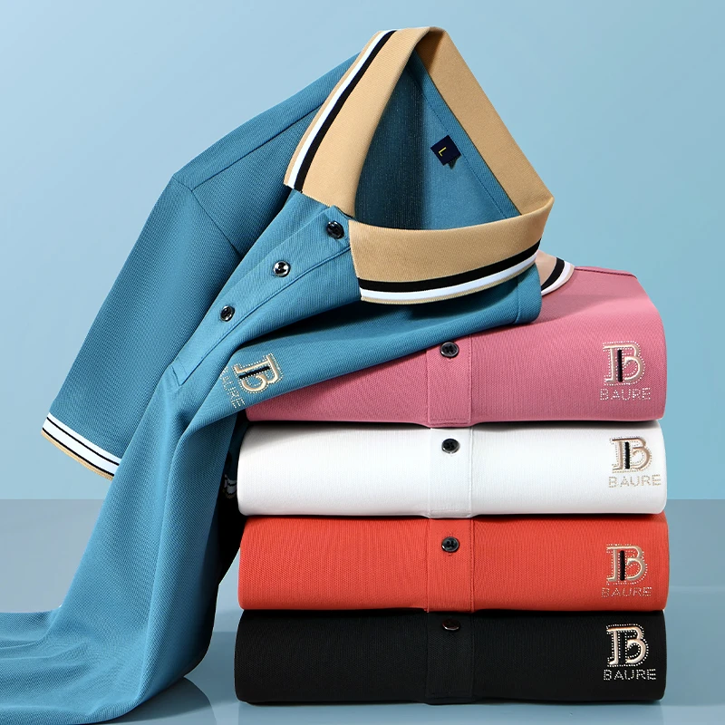 【撤柜精品】男士高端烫钻POLO衫夏季短袖刺绣休闲商务透气