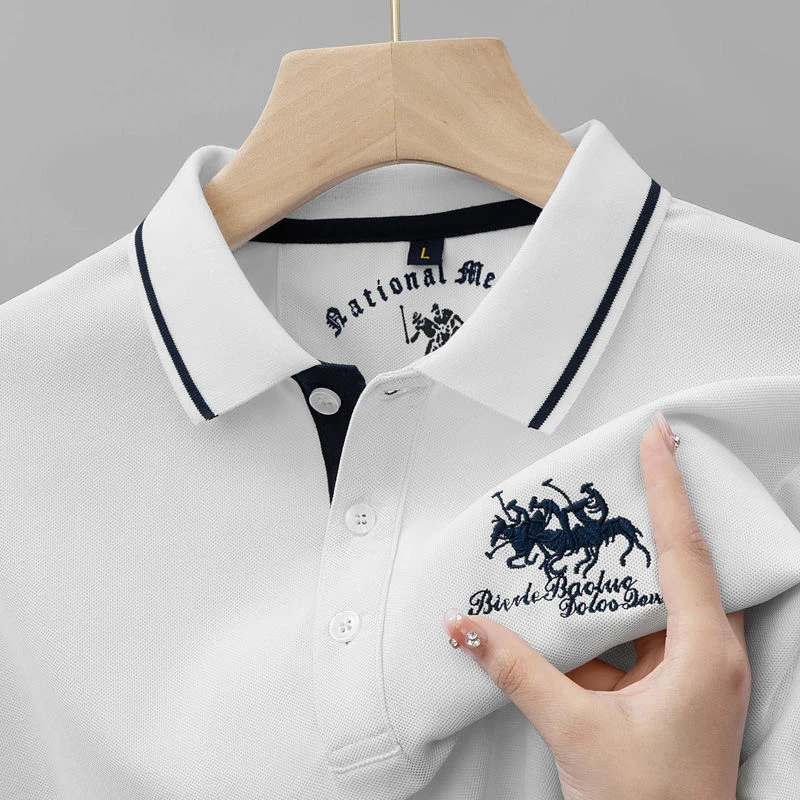 【欧洲撤柜】夏季短袖polo衫男士翻领t恤2025新款宽松休闲男装T恤