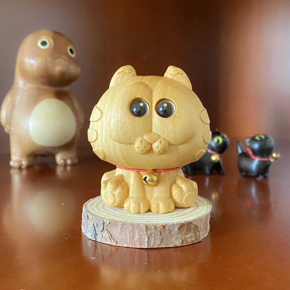 黄金檀高端精品摆件加菲猫小摆件创意摆件汽车工艺品摆件装饰礼品