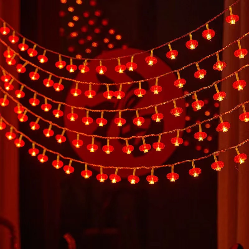 新年红灯笼户外防水防冻LED发光装饰灯过年阳台彩灯中国结节日灯