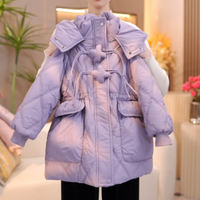 女童加绒加厚棉服外套2025冬装新款韩版中长款百搭棉袄女童大棉服