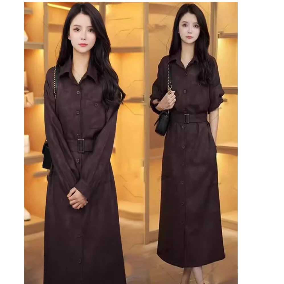 时尚连衣裙女2025秋季新款今年流行洋气收腰显瘦减龄休闲中长款裙