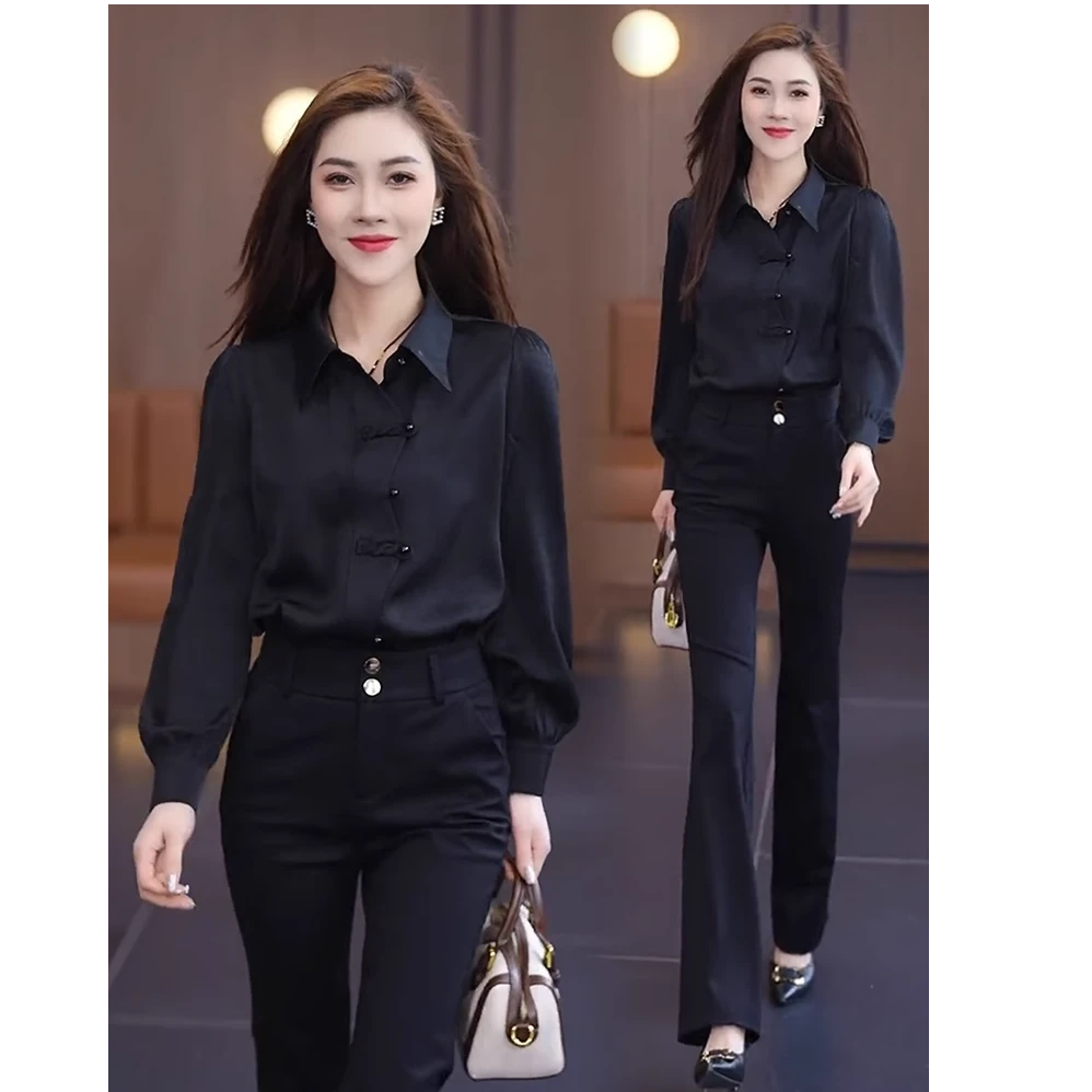 新中式国风时尚气质衬衫女秋季新款设计感盘扣衬衣百搭小衫上衣潮