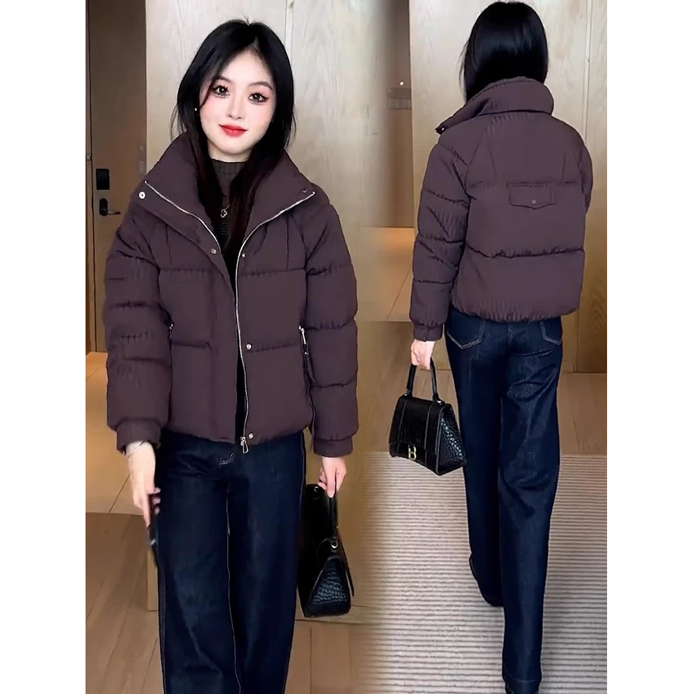时尚短款羽绒棉服女2024冬季新款洋气显瘦小个子保暖加厚棉袄外套