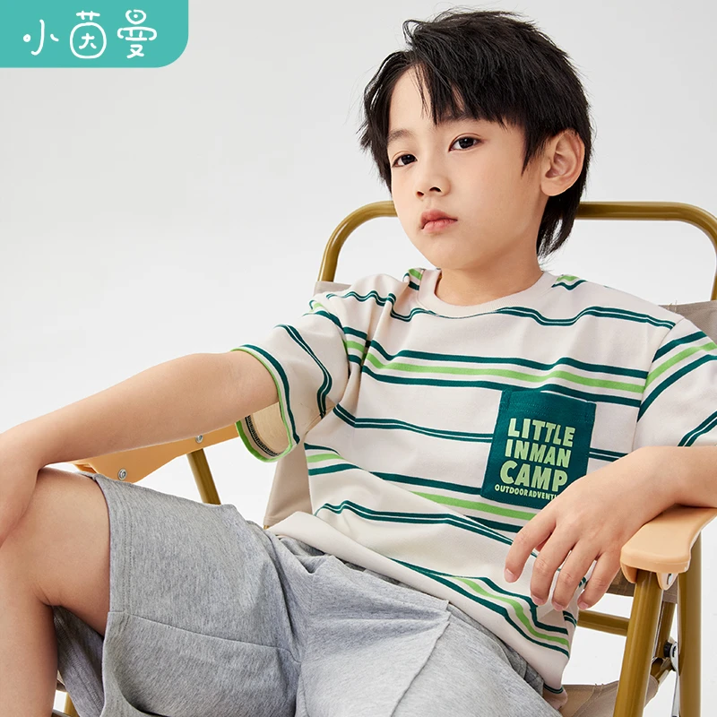 【T恤长袖】小茵曼男童t恤时尚休闲25夏百搭酷新款潮款时髦短袖男