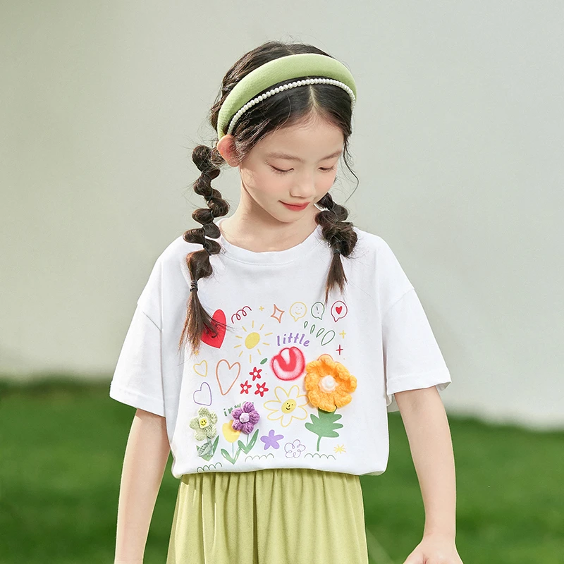 【花花世界】小茵曼女童套装洋气夏时尚休闲中大童百搭夏装两件套