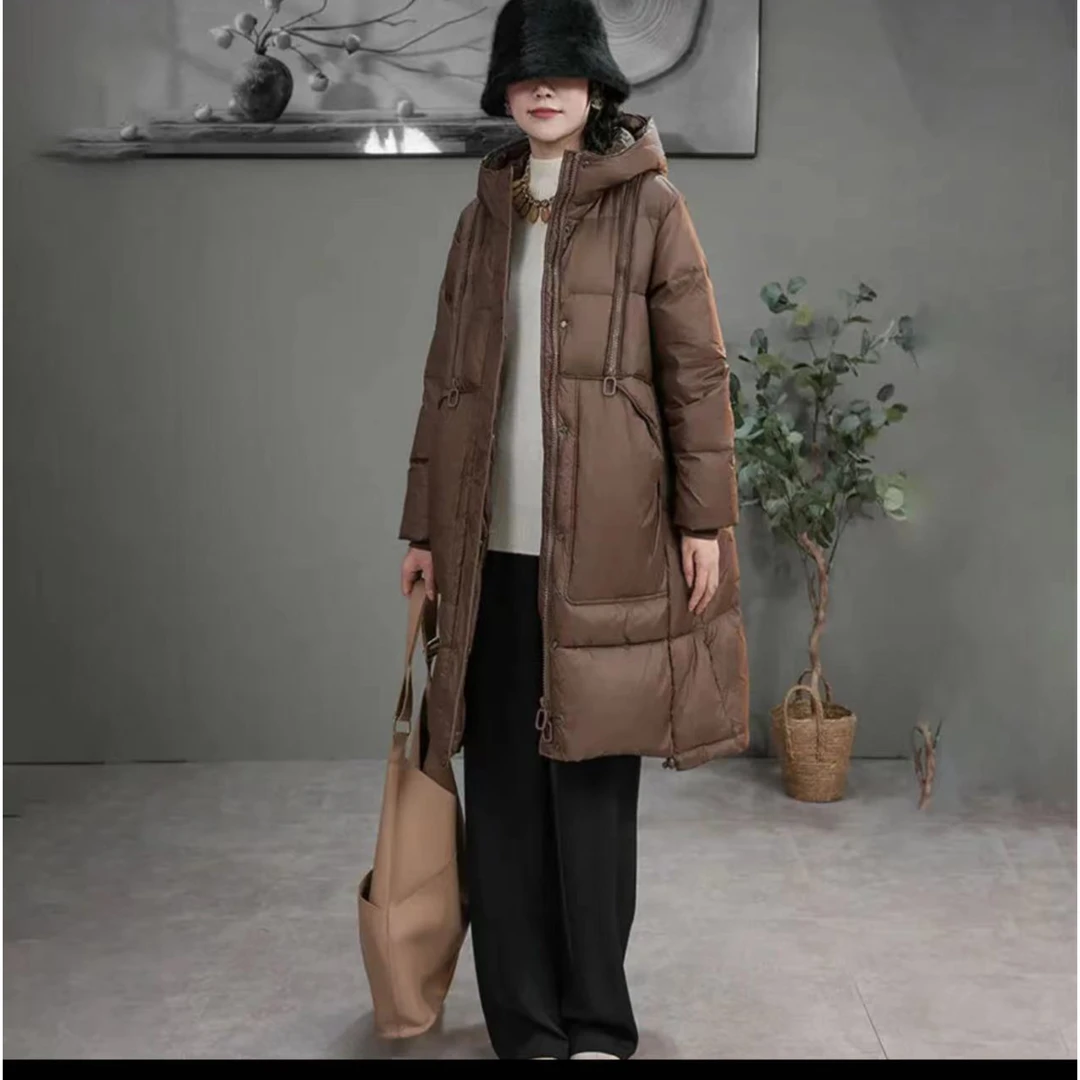 【 高大尚 &莉姐轻奢高定】冬季韩版潮流休闲百搭加厚女中长款羽绒