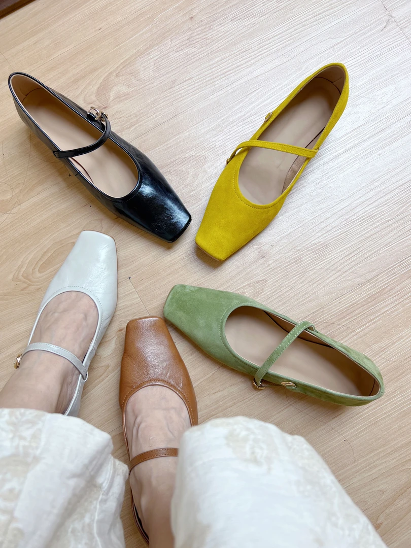 【真心好看法式单鞋】里外全真皮方头软底软面超舒服百搭粗跟玛丽珍