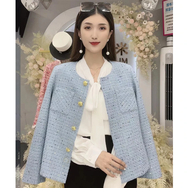 【蓝色妖姬】小香风编织气质外套女2023秋季新款轻奢名媛短外套821