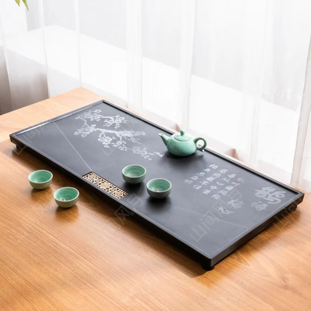 [鹊语梅心]石茶盘茶托茶台茶海新中式客厅家用泡茶桌办公室