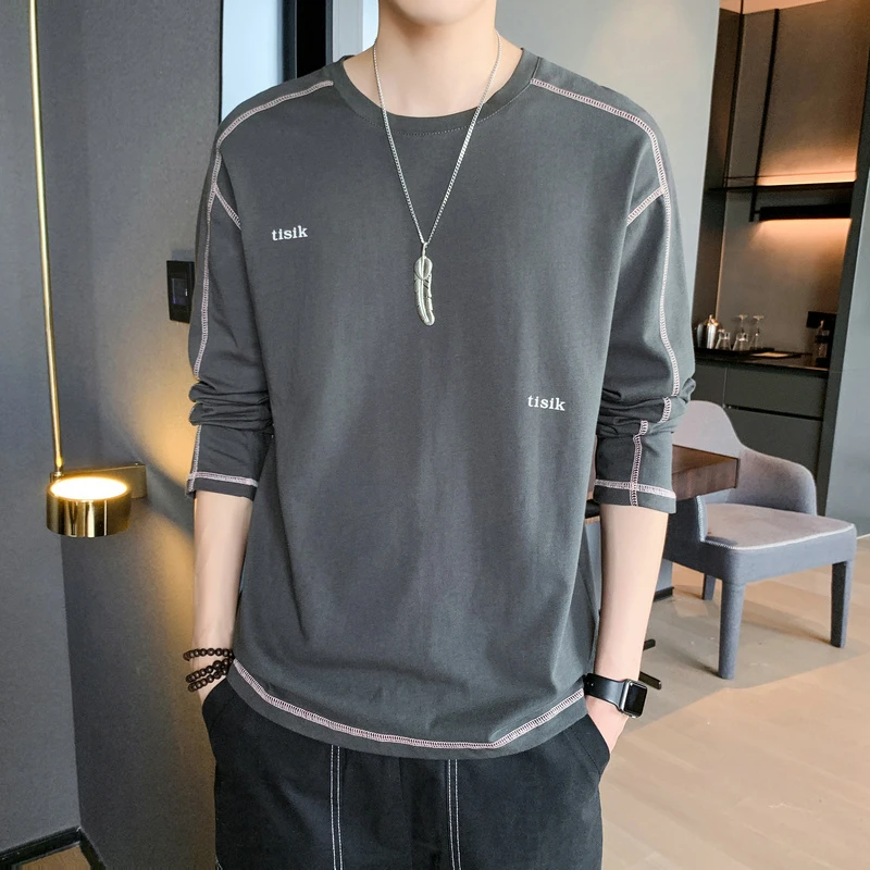 1502长袖t恤男夏季薄款潮牌潮流休闲时尚圆领青年帅气宽松卫衣男