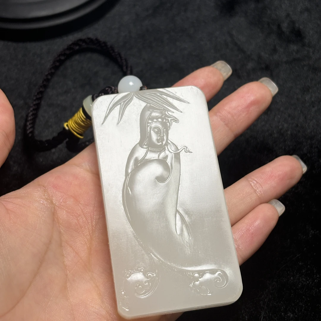 和田玉观音手把件