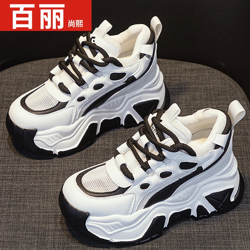 百丽尚熙2024春季新款休闲时尚运动鞋百搭潮流松糕鞋内增高老爹鞋