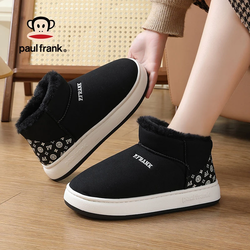 大嘴猴棉拖鞋女款学生雪地靴冬季高包跟加绒保暖外穿情侣棉鞋厚底