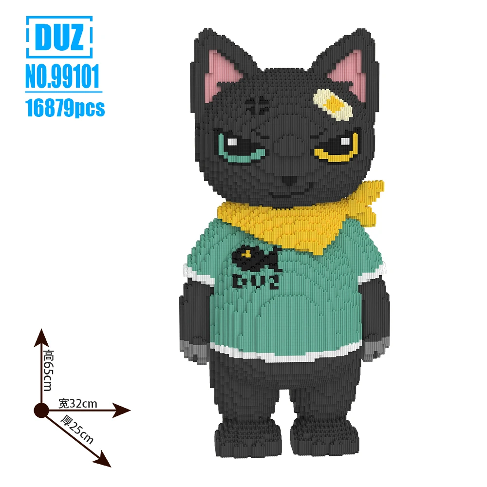65CM超大暗黑猫积木小颗粒立体拼接摆件成人男女孩礼物