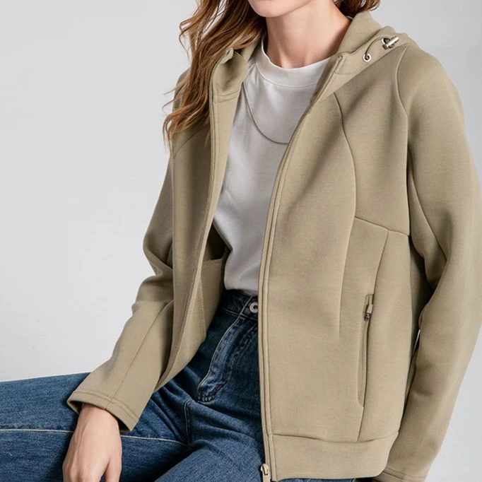 小蛮腰"高级感拉满"女士超飒美体线休闲连帽开衫G3065