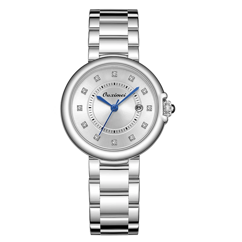 时尚体闲蓝气球单历女士石英腕表-6651本白日历