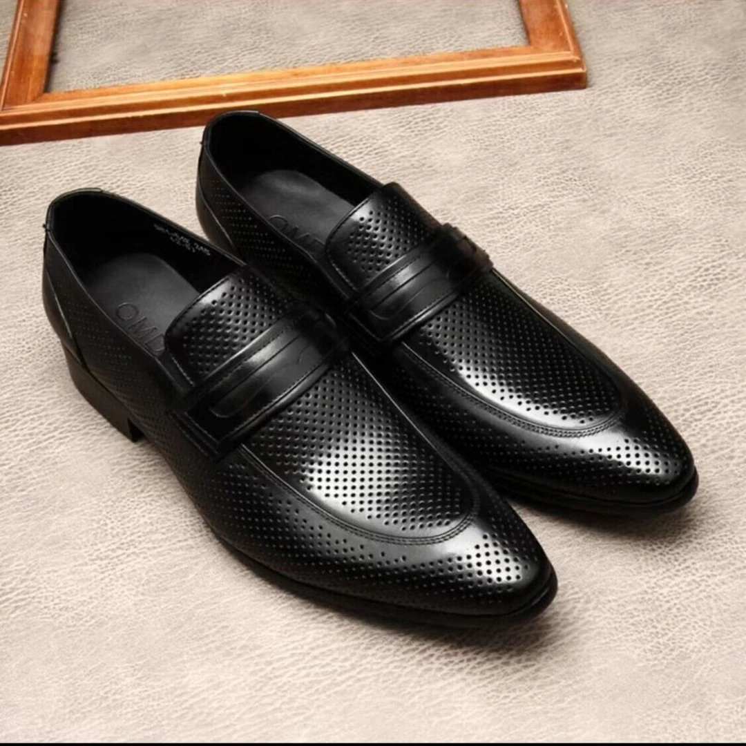 男士凉鞋真皮镂空凉皮鞋商务休闲尖头透气软底一脚蹬男鞋夏季新款