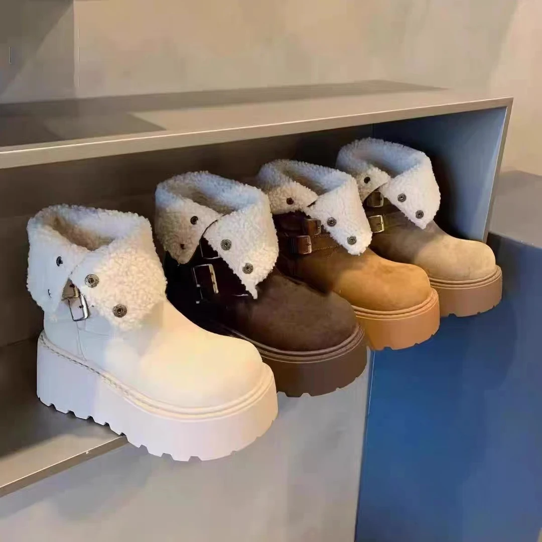 白色东北增高厚底雪地靴女款2024新款冬季加绒加厚保暖雪地棉鞋子