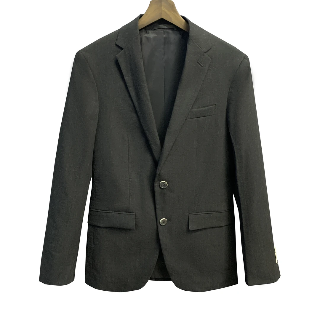 鸟【抗皱微防水】黑色平驳领单排活袖四季商务休闲男士单西装XZ095