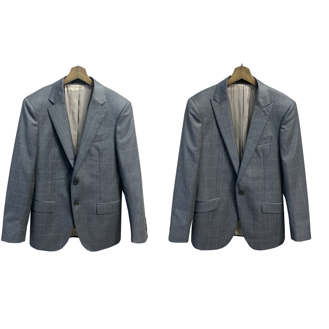 鸟【100美丽诺羊毛】灰色平驳领活袖单叉修身集合商务单西XZ103