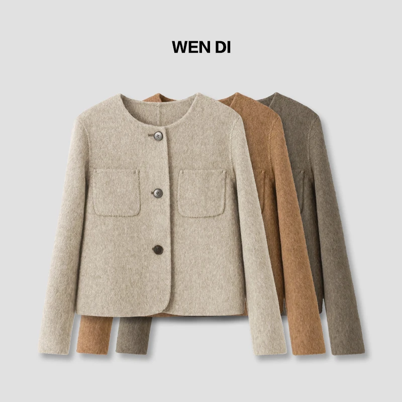 复古短款双面呢大衣外套女秋冬2024新款气质显瘦高级感长袖上衣