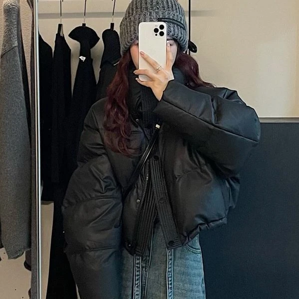 波司澄免洗皮羽绒服女短款新款冬季加厚立领面包服小个子肯豆外套