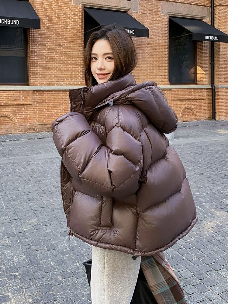 波司澄免洗咖色短款羽绒服女新款高级感炸街美拉德面包服冬季厚外