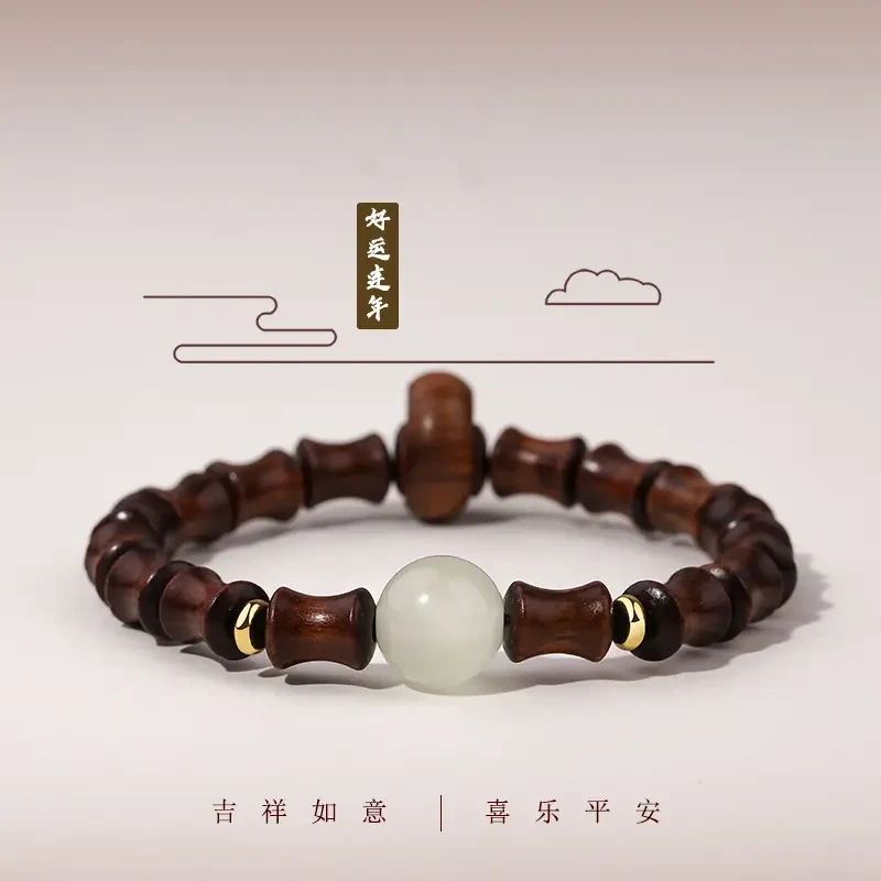 非金属木质手链 天然木质手串节节高升竹节新中式简约手链