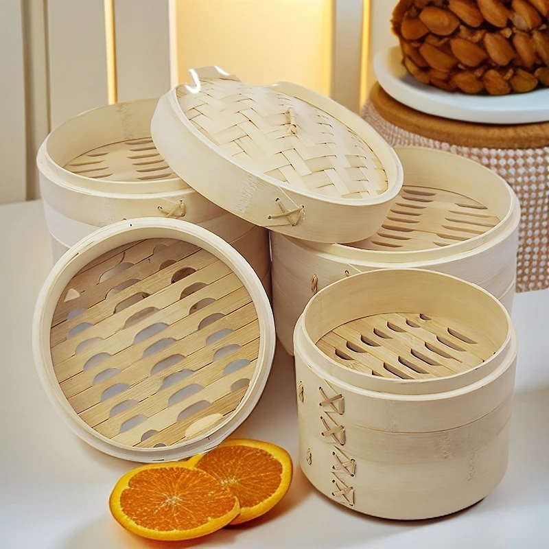 家用竹制大号蒸笼竹笼竹编馒头包子蒸屉商用加深蒸架多规格竹蒸笼