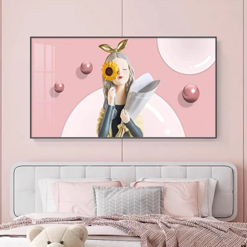 卧室男童女童床头画【多款画面选择】镶钻晶瓷装饰画轻奢铝合金手工