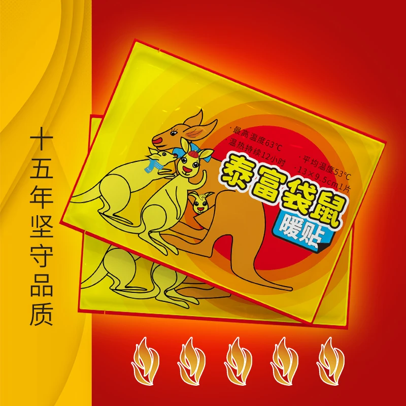 泰富袋鼠暖宝宝贴老年人暖贴冬季防寒保暖自发热暖身贴12小时大号