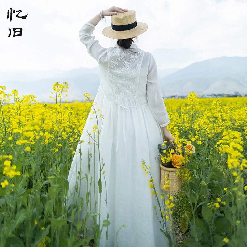 【夏夜月光】开衫式连衣裙女夏季宽松仙气长裙网纱刺绣白色精致裙