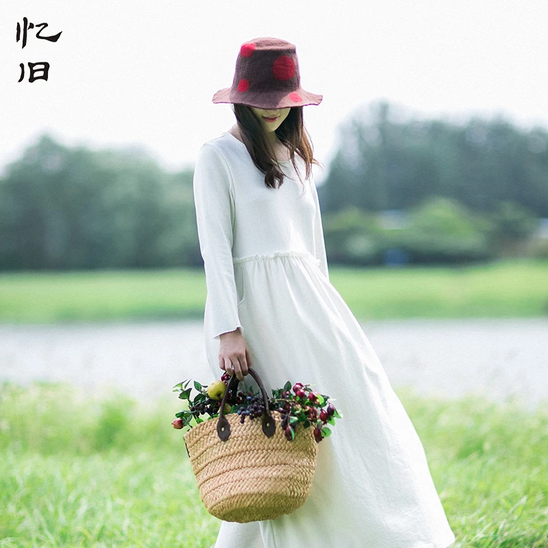现货1127忆旧秋装针织长裙新款气质白色连衣裙女早秋打底裙长袖裙