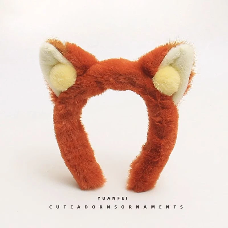 可爱毛绒火狐尼克发箍搞怪狐狸耳朵发卡乐园卡通头饰搞怪拍照头箍