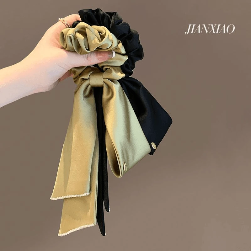 感法式飘带发圈头绳公主风缎面大肠圈蝴蝶结头饰